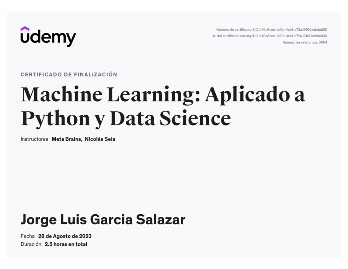 Certificado: Científico de Datos