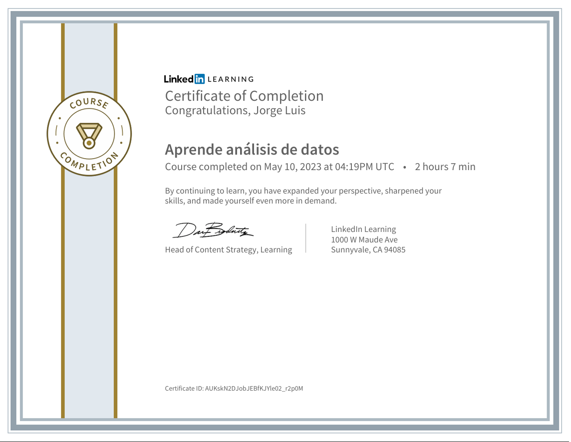 Certificado: Científico de Datos