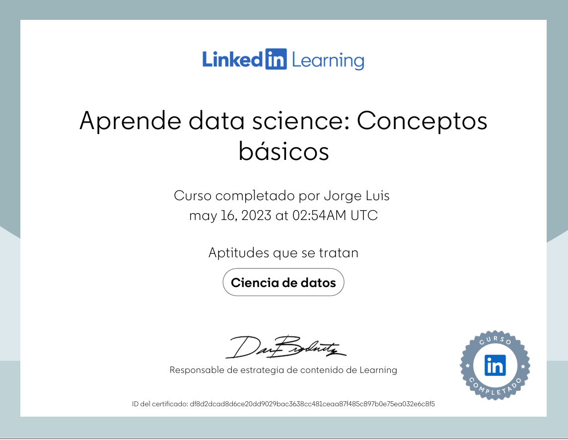 Certificado: Científico de Datos